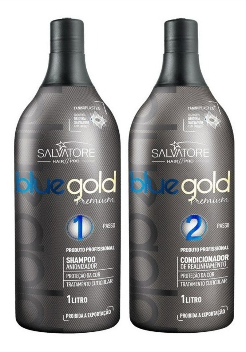 SALVATORE BLUE GOLD PREMIUM  TANINOPLASTIA KIT DE TRATAMIENTO DE PELO 2 X 1000ml / 33fl.oz